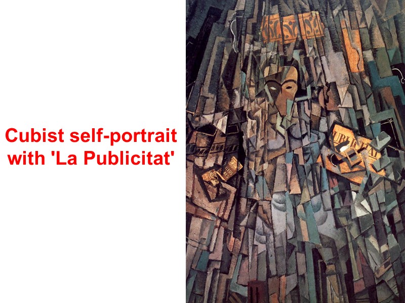 Cubist self-portrait with 'La Publicitat'